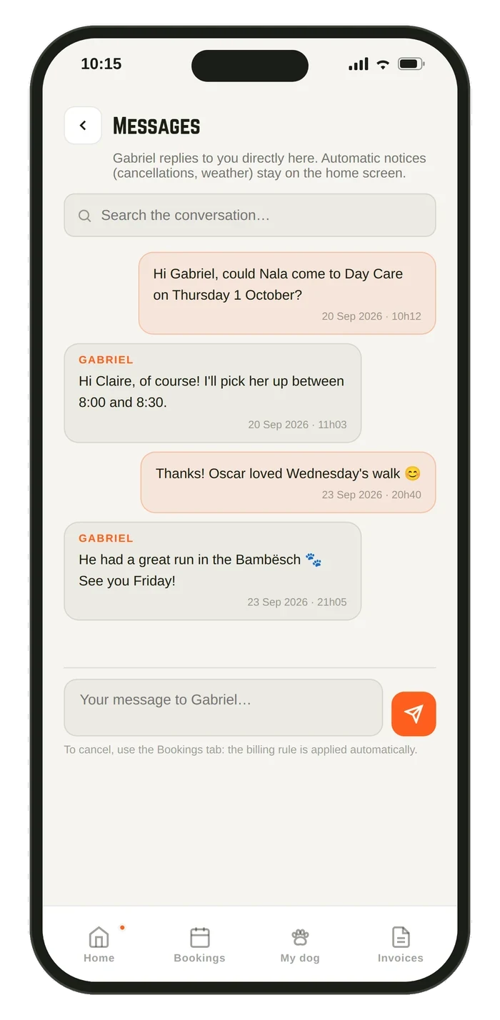 Messaging between the client and Gabriel